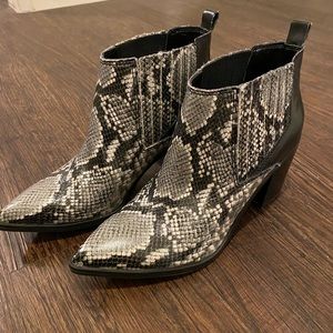 Snake print booties